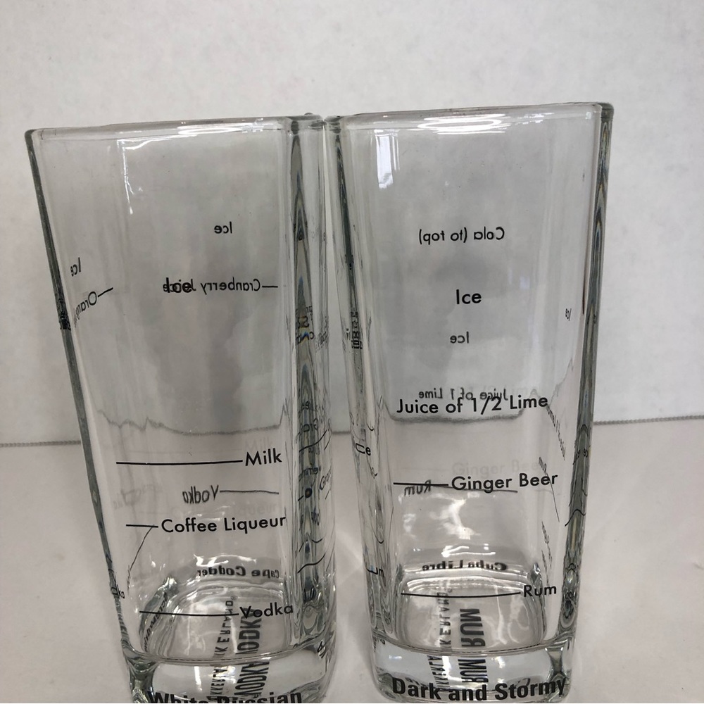 Kikkerland Barware Tumblers Glasses Mixed Drink Vodka Rum Gin Whiskey Lot of 4